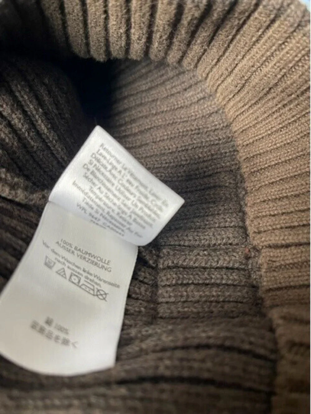 Eddie Bauer Sport Shop Sweater 1/4 Button Ribbed Mens M Dark Brown Mock Neck EUC